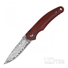 Yangjiang Knife Outdoor Damascus Steel Red Sandalwood Handle Mini Folding Knife Wholesale Stock Supply UD22TL003